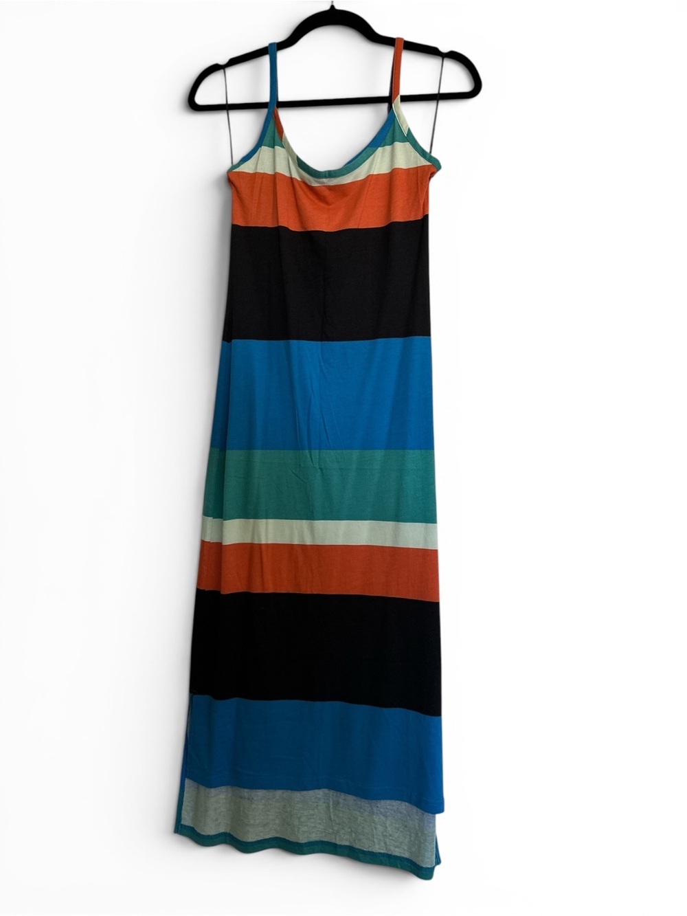 Threads 4 Thought Striped Maxi Dress in Blue, Black & Orange - Picture 2 of 6